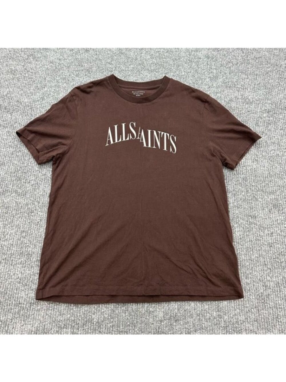 All Saints Dropout Crew Neck Logo Graphic Short Sleeve Shirt Cotton Mens Large